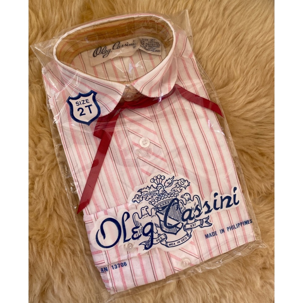 NWT Vintage Oleg Cassini Sleeved Shirt w/ bow 2T